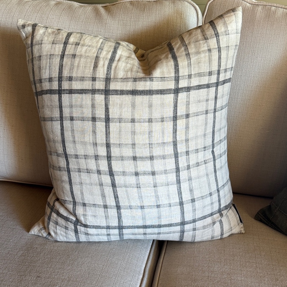 McGee & Co. / Studio McGee Plaid Throw Pillow in Gray and Cream